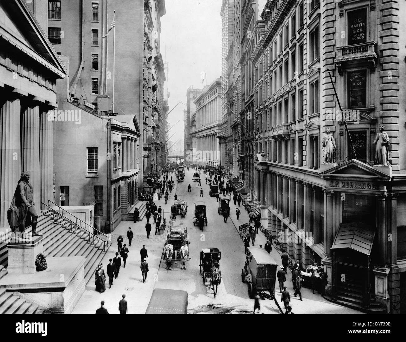 Wall Street. east from Nassau St, New York City, 1911 Stock Photo