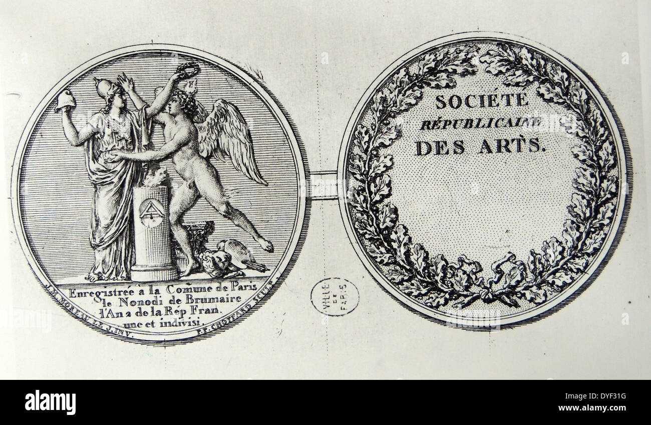 Seal of the Republican Society for the Arts, after the French revolution of 1789 Stock Photo