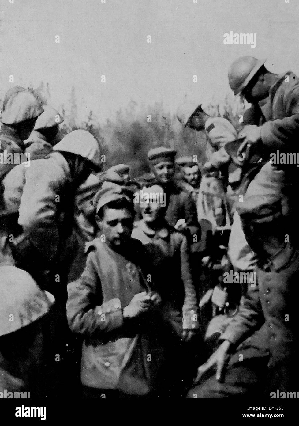 German soldiers as prisoners of war are captured by French forces in eastern France, France, during world war one. 1916 Stock Photo