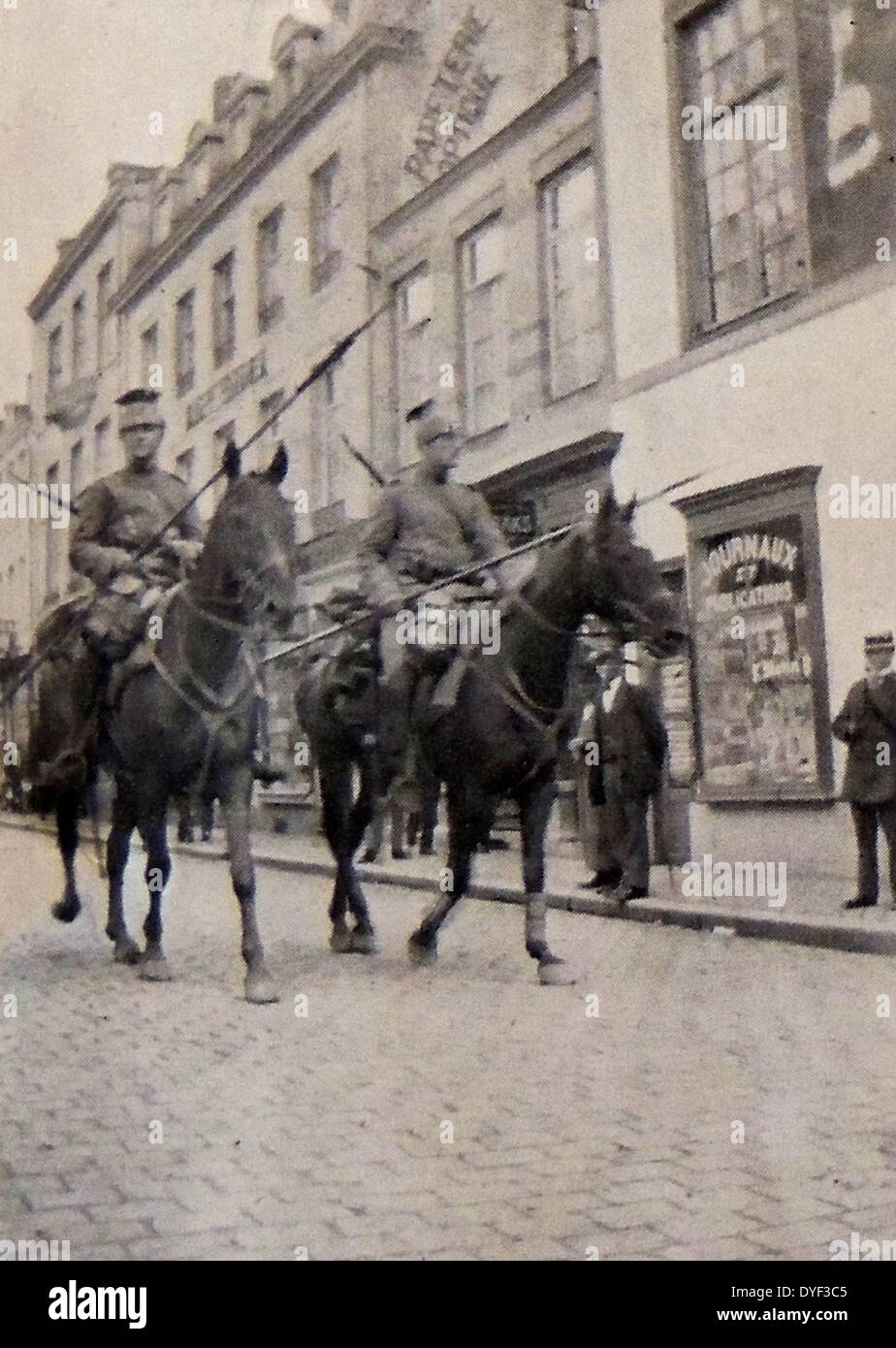 World war One; The advance forces of German cavalry enter the Belgian town of Spa, 4th August 1914 Stock Photo