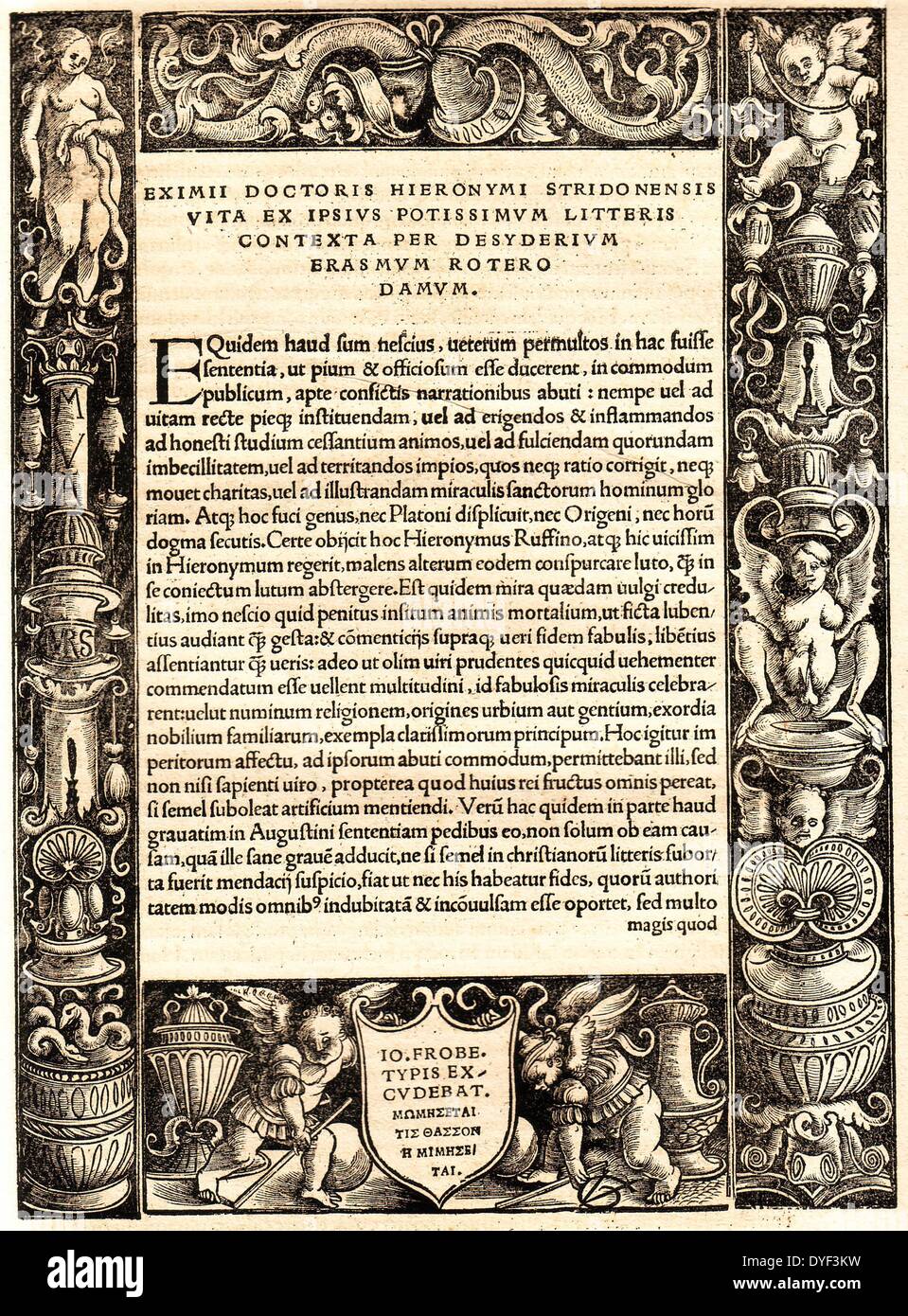 Latin and Greek New Testament 1516. First edition work dedicated to Pope Leo X. Johann Frobern Stock Photo
