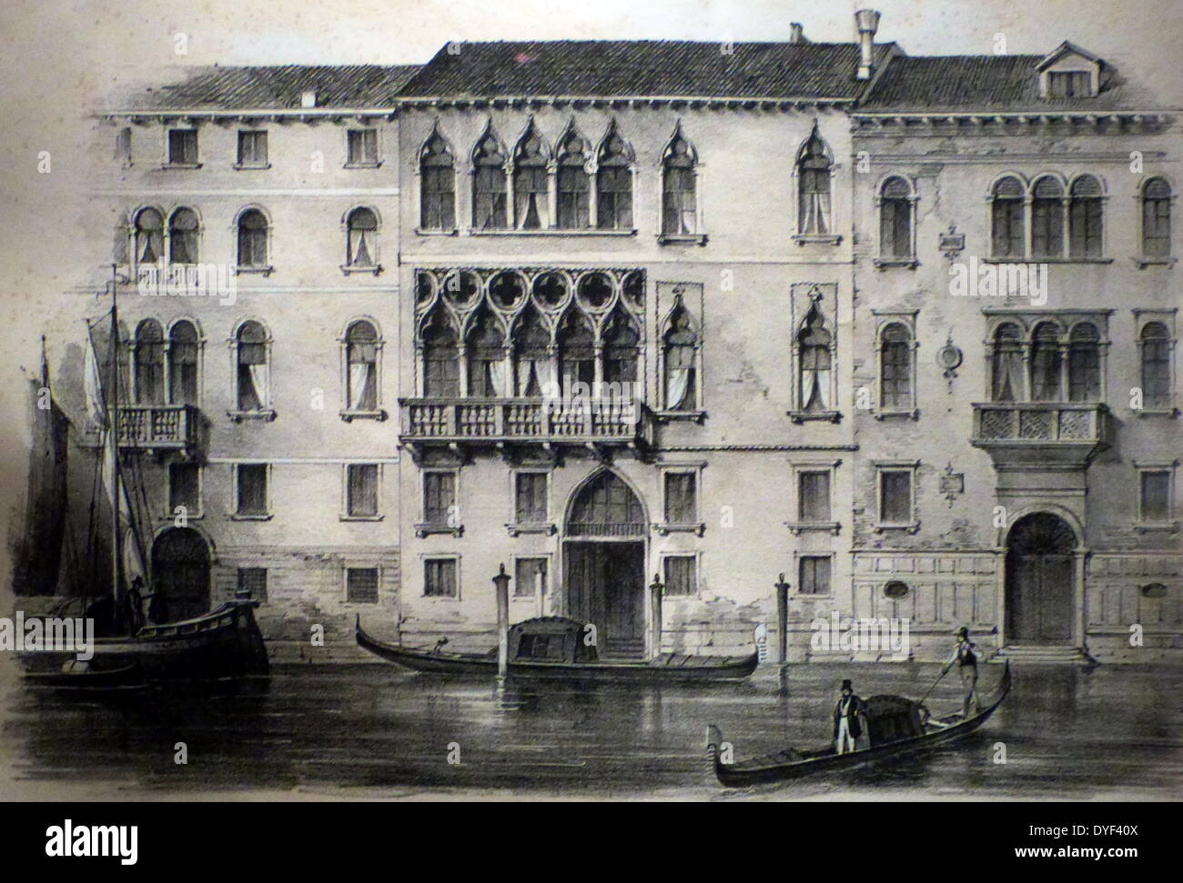 Illustration of the Palazzo Erizzo. Stock Photo