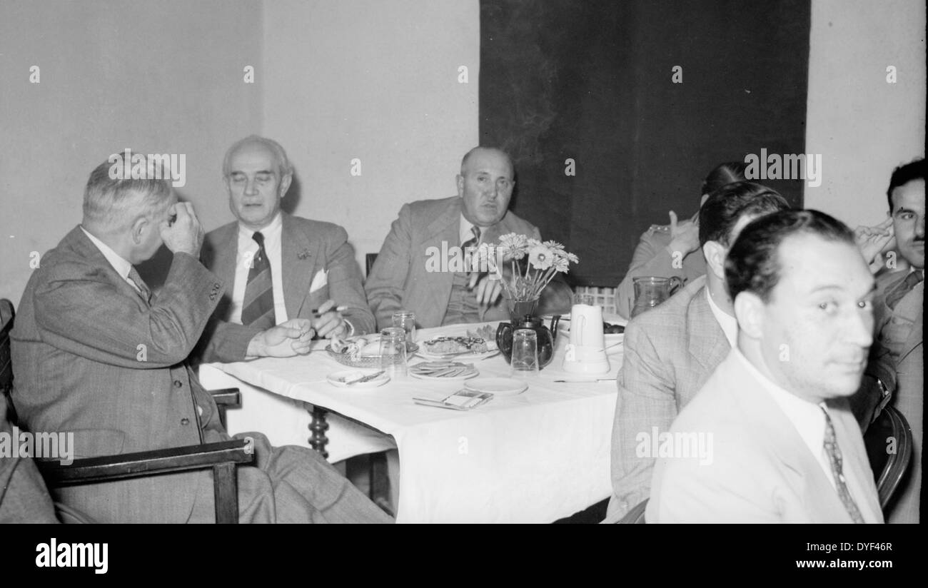 Arab gathering with P.I.O. [i.e., Public Information Office] & postal officials at Y.M.C.A 1941 Stock Photo