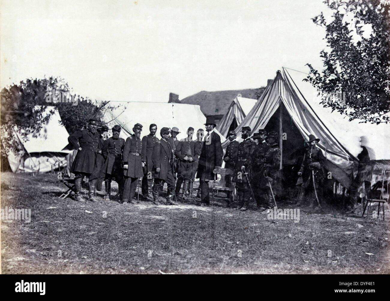 President Abraham Lincoln 1862. Battle-Field of Antietam.  Alexander Gardner Stock Photo