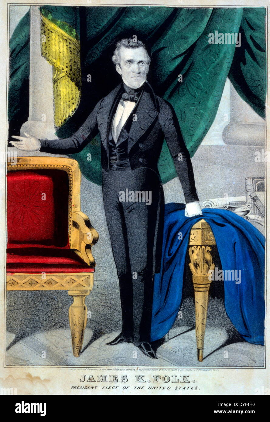 President James K Polk 1844. 11th President of the United States of America. Nathaniel Currier Stock Photo