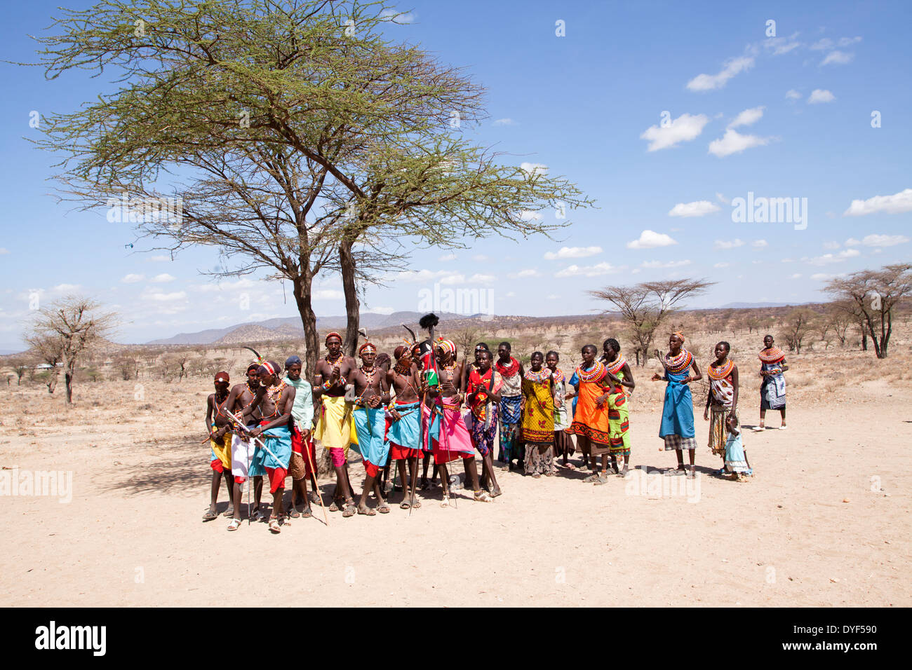 Members Of The Samburu Tribe In A Traditional Dance Kenya