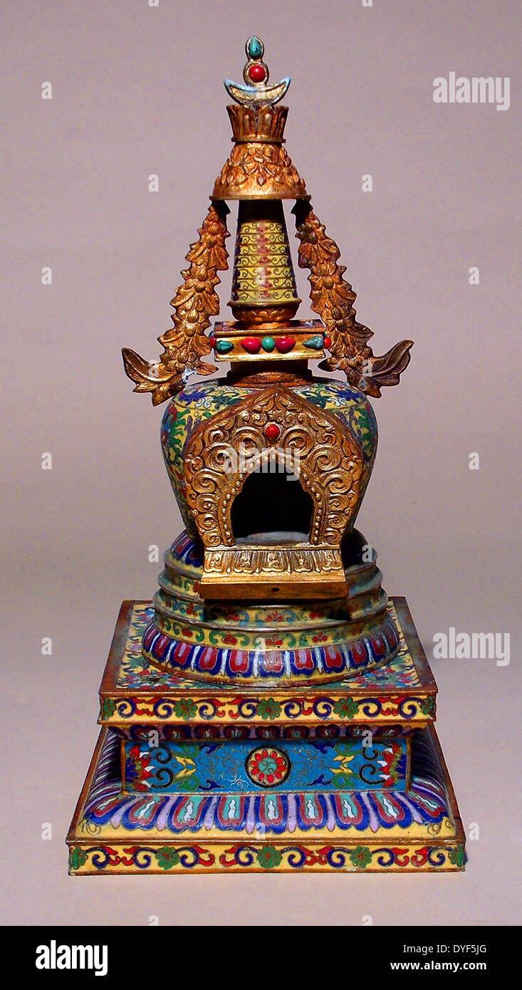 Ancient Tibet model of a Stupa, the Buddhist religious monument that