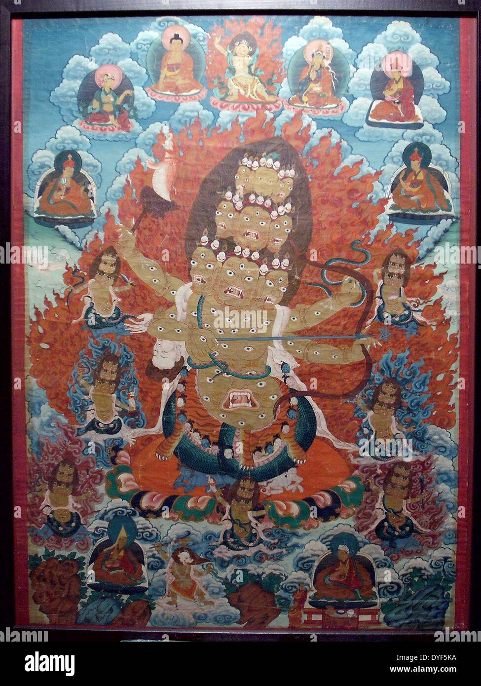 Tibet: Thangka showng Raksha Rahuka, the wrathful deity. Stock Photo