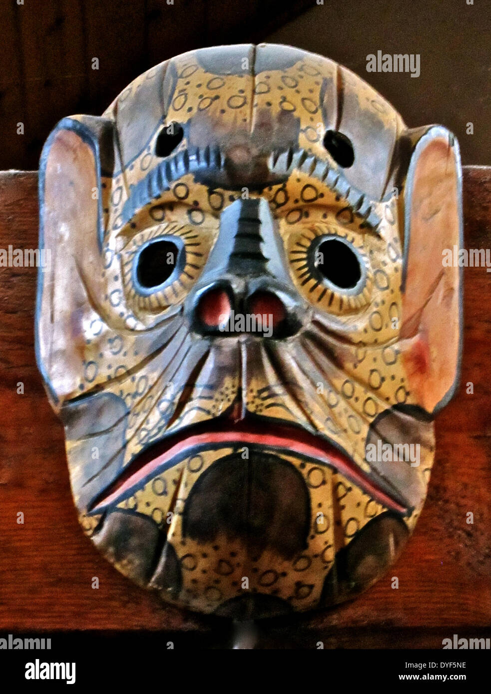 Folk art: Mono Monkey Mask from Guatemala. Stock Photo