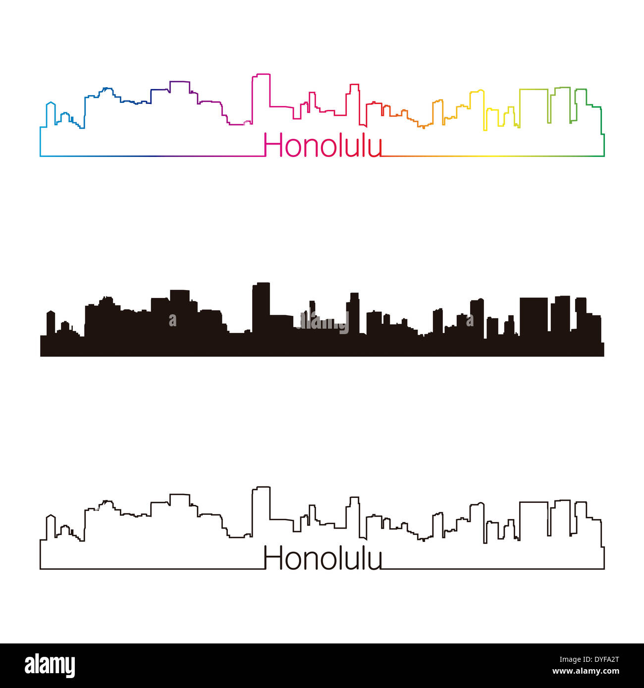 Honolulu skyline with rainbow Cut Out Stock Images & Pictures Alamy