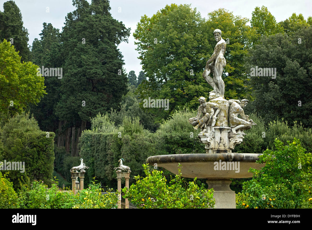 Oceanus Fountain 1576 in Boboli Gardens, Florence, Italy Stock Photo