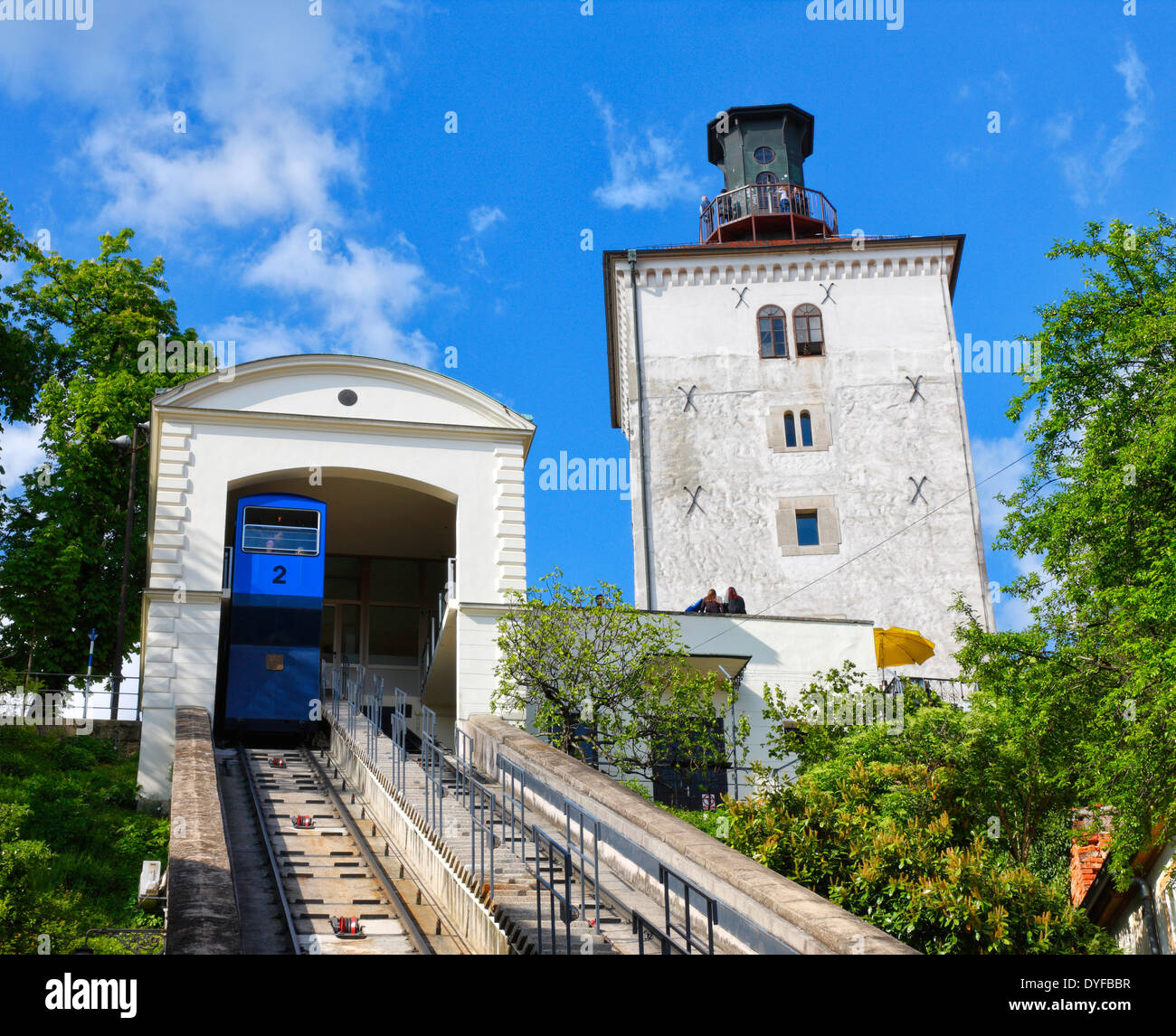 Zagreb, Lotrscak tower and  funicular - Croatia Stock Photo