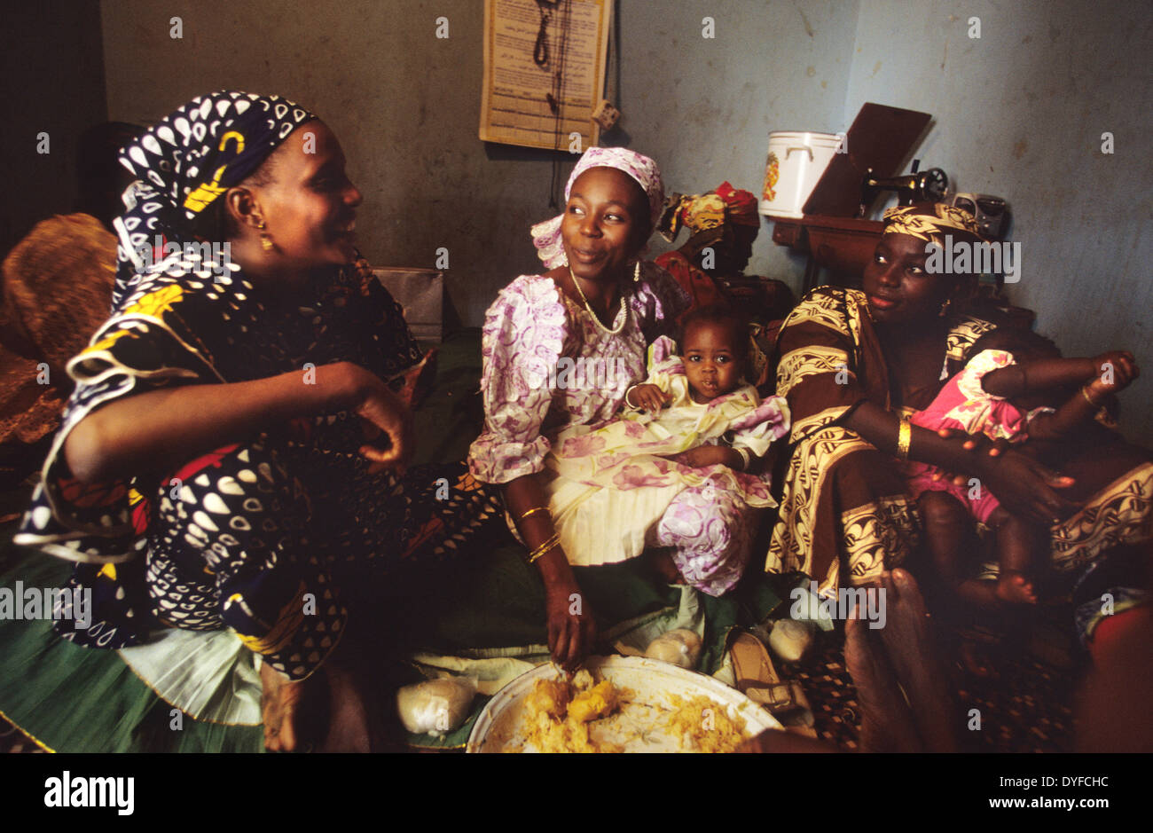 Womens Muslim party during Ramadan, segregated from men, indoors, in private. Kano, Kano State, Nigeria Stock Photo