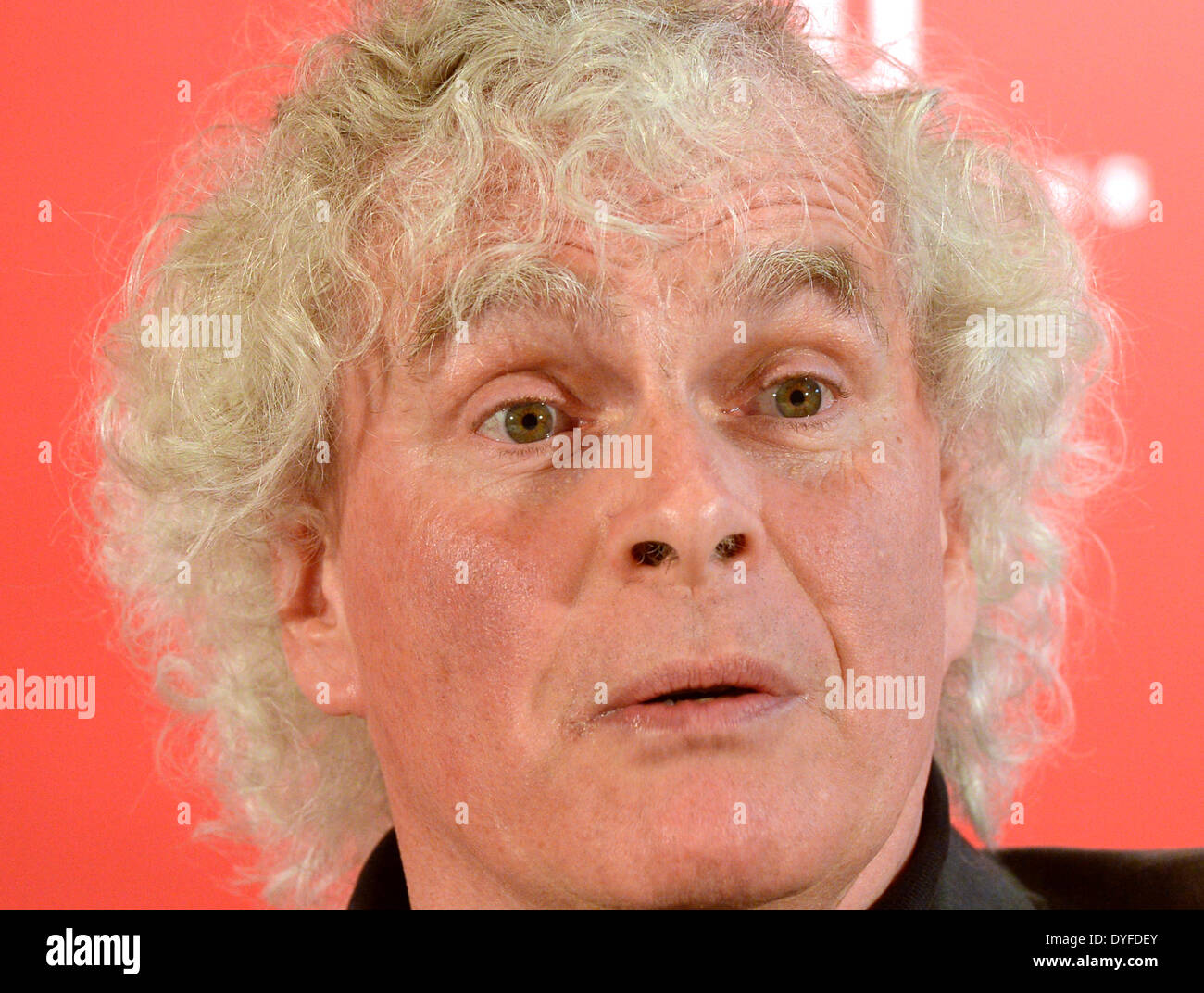 Sir Simon Rattle, seen on Monday, April 14, 2014, in Baden-Baden, Germany Stock Photo