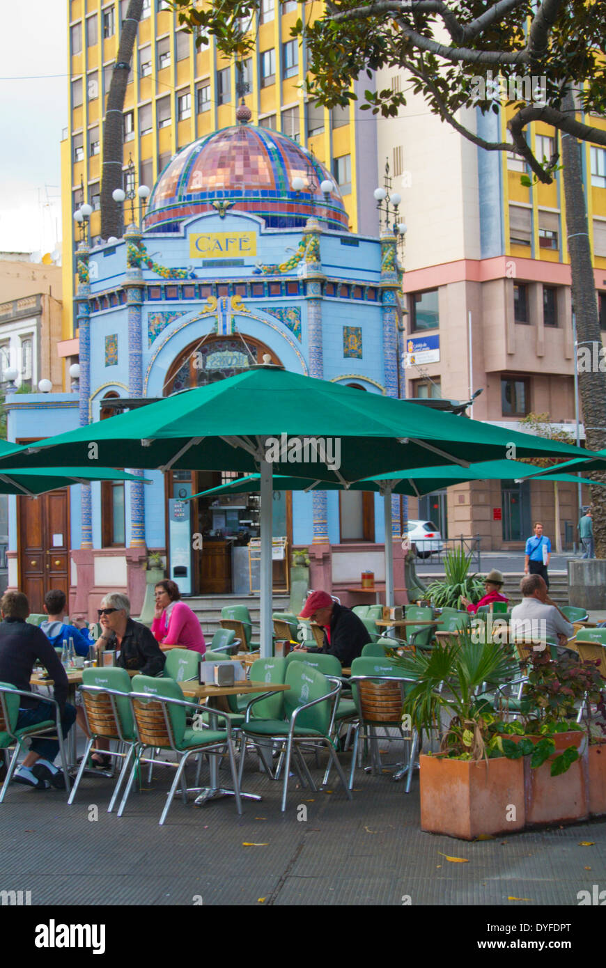 Cafe terrace, Parque de San Telmo square, Triana, Las Palmas de Gran Canaria, Canary Islands, Spain, Europe Stock Photo