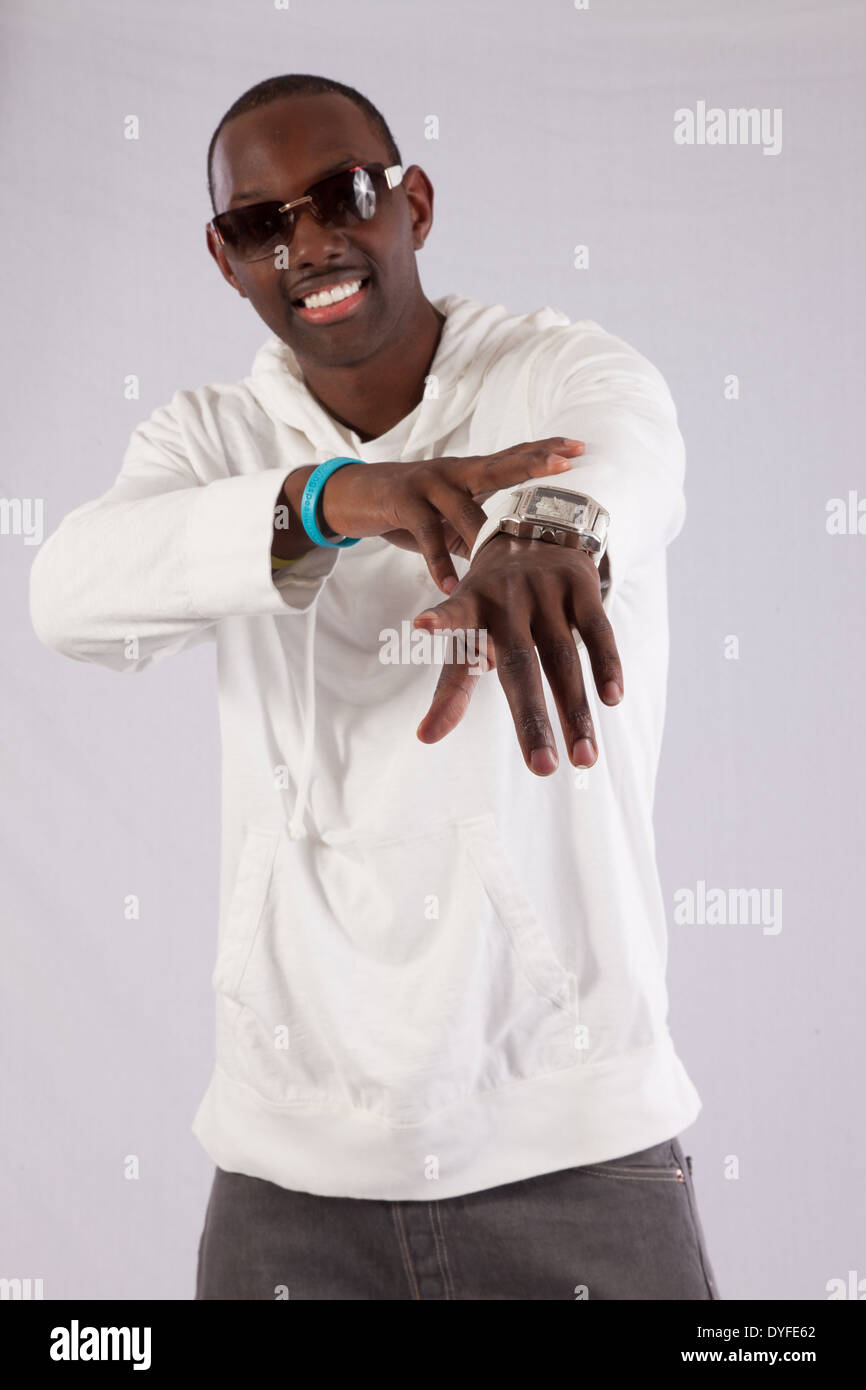 Black man pointing camera in hi-res stock photography and images - Alamy