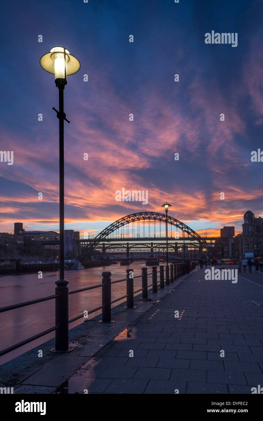Newcastle upon Tyne quayside looking west towards the various bridges
