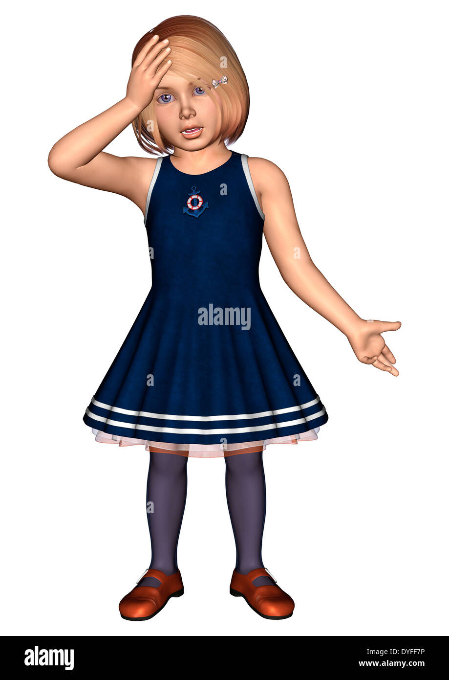 3d Digital Render Of A Cute Little Girl Holding A Hand To
