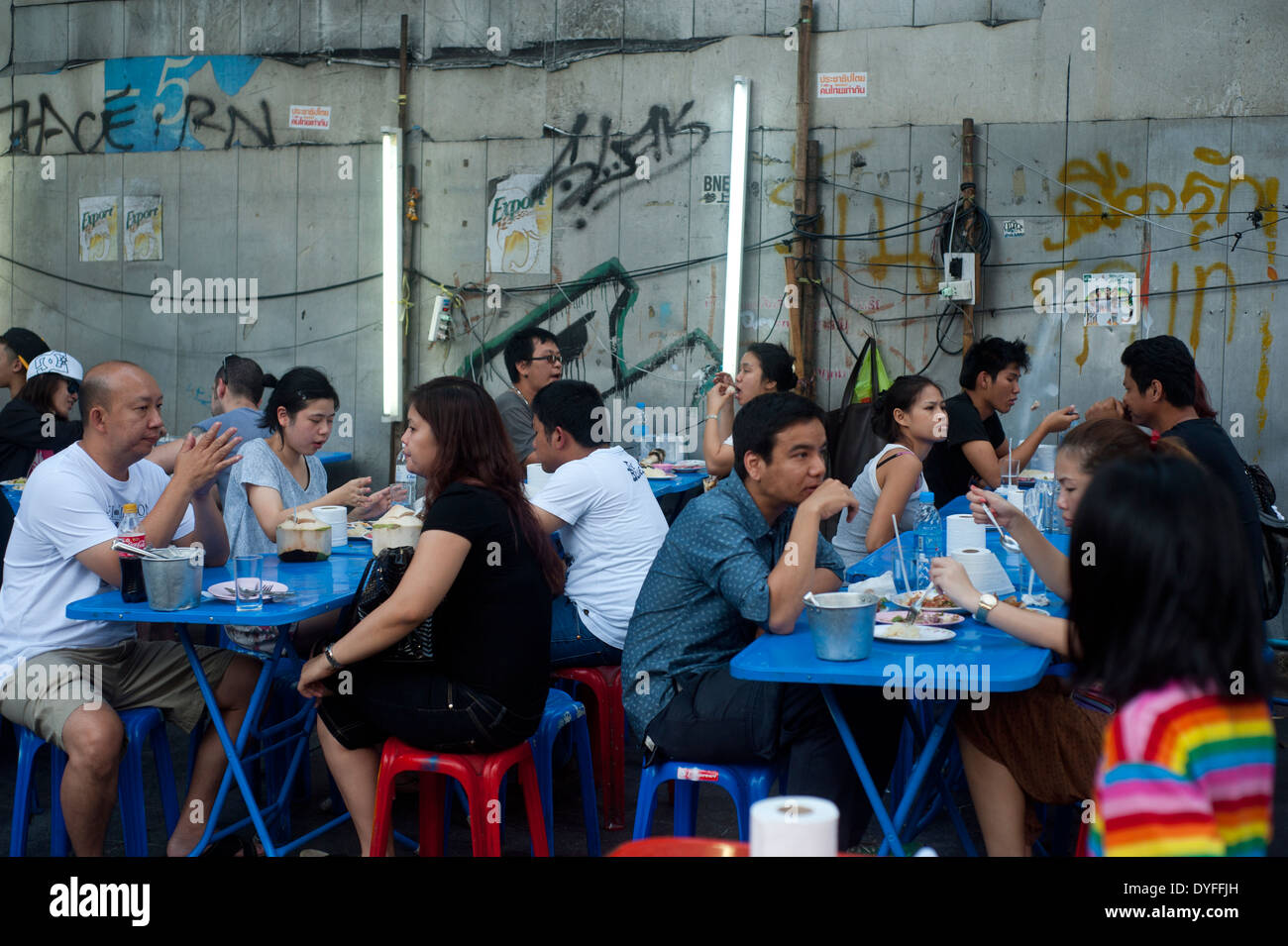 Bangkok Thailand - street food people eating Stock Photo