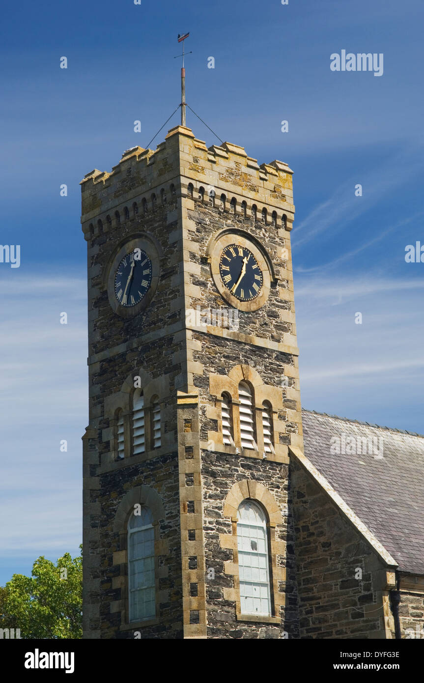 The tower of Portsoy Church Hall, Portsoy, Aberdeenshire, Scotland. Stock Photo
