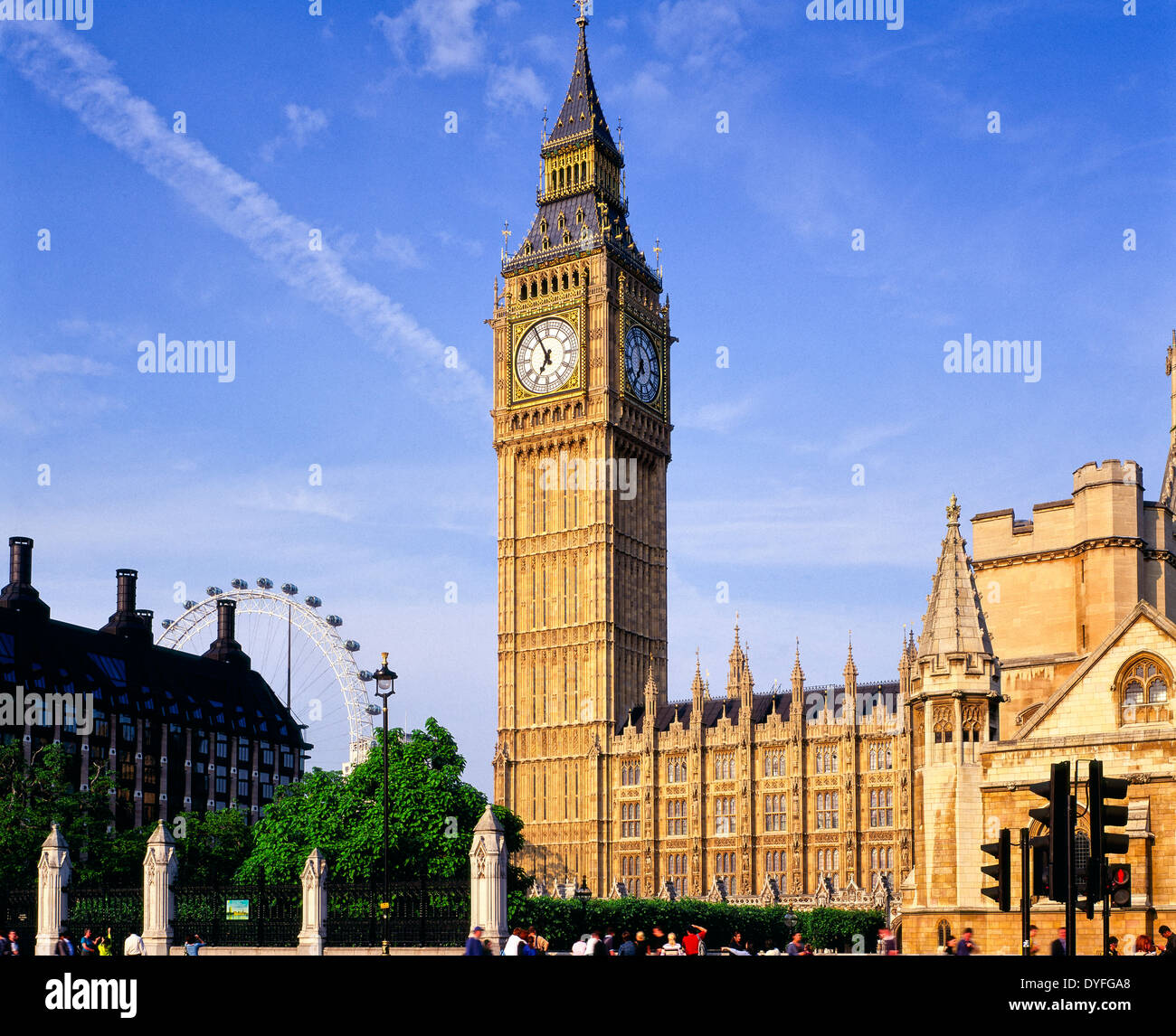Big Ben Houses Of Parliament And London Eye London England UK Stock Big Ben Houses Of Parliament And London Eye London England UK Stock