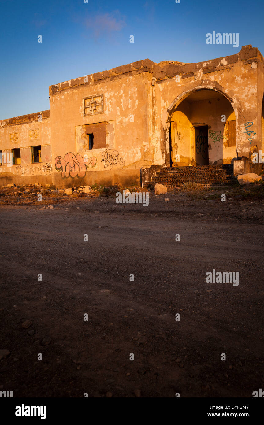 Deserted and abandoned leper sanatorium in Poris de Abona, Tenerife, canary Islands, Spain. Stock Photo
