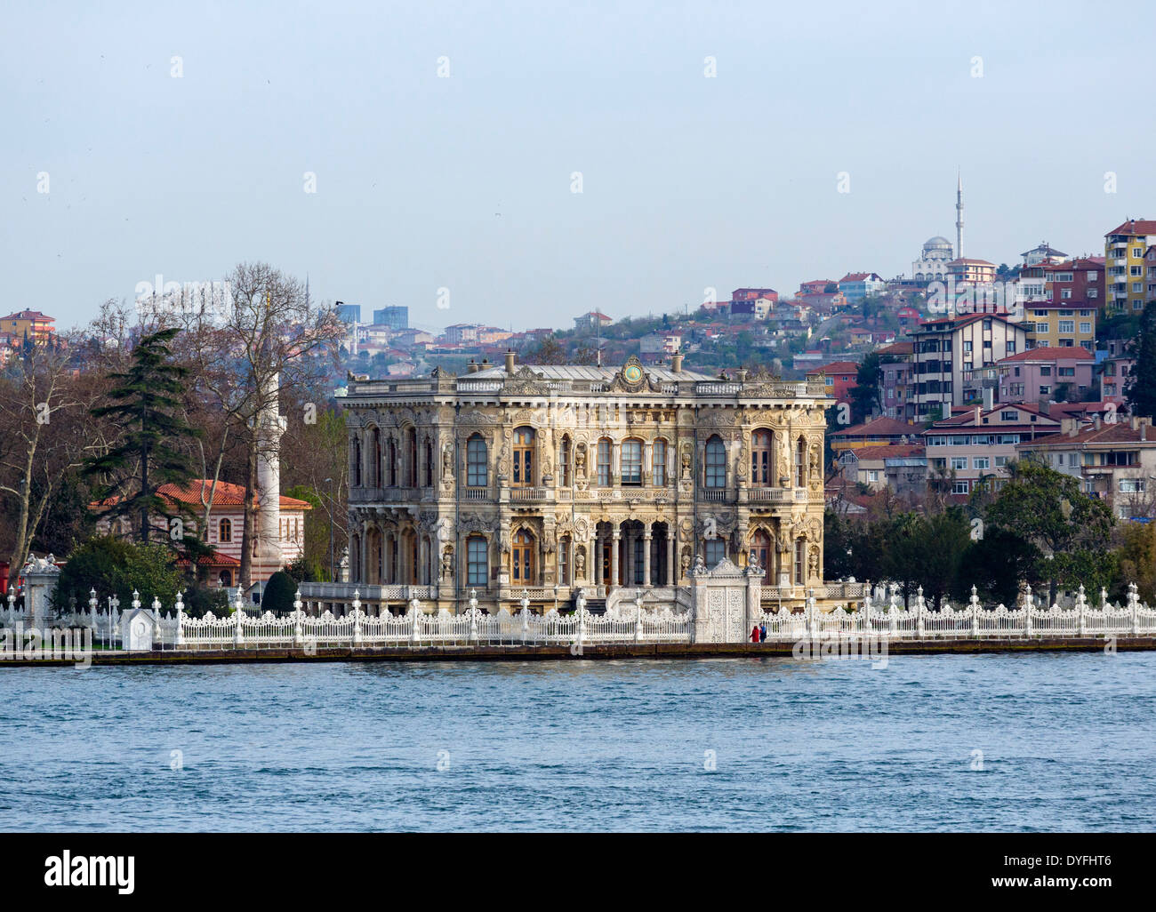 The Küçüksu Palace in Beykoz on the Asian shore of the Bosphorus, viewed from a Bosphorus cruise boat, Istanbul, Turkey Stock Photo