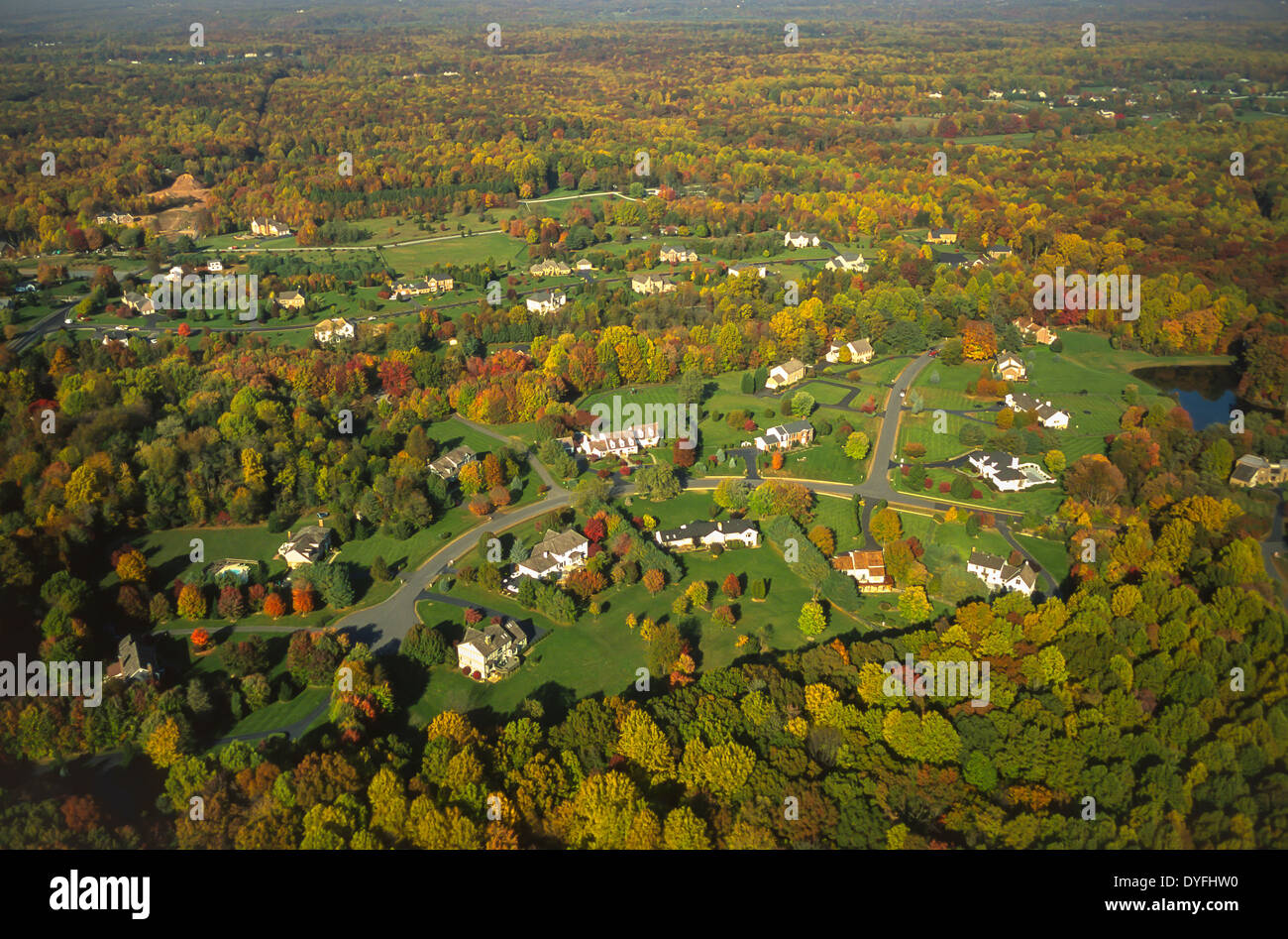 LOUDOUN COUNTY, VIRGINIA, USA aerial of suburban housing development