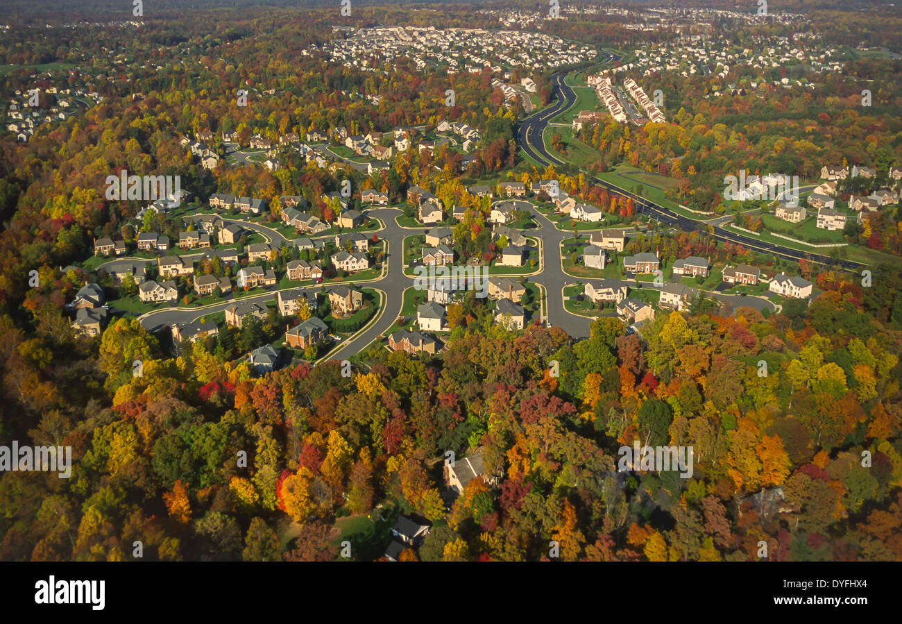 LOUDOUN COUNTY, VIRGINIA, USA aerial of suburban housing development