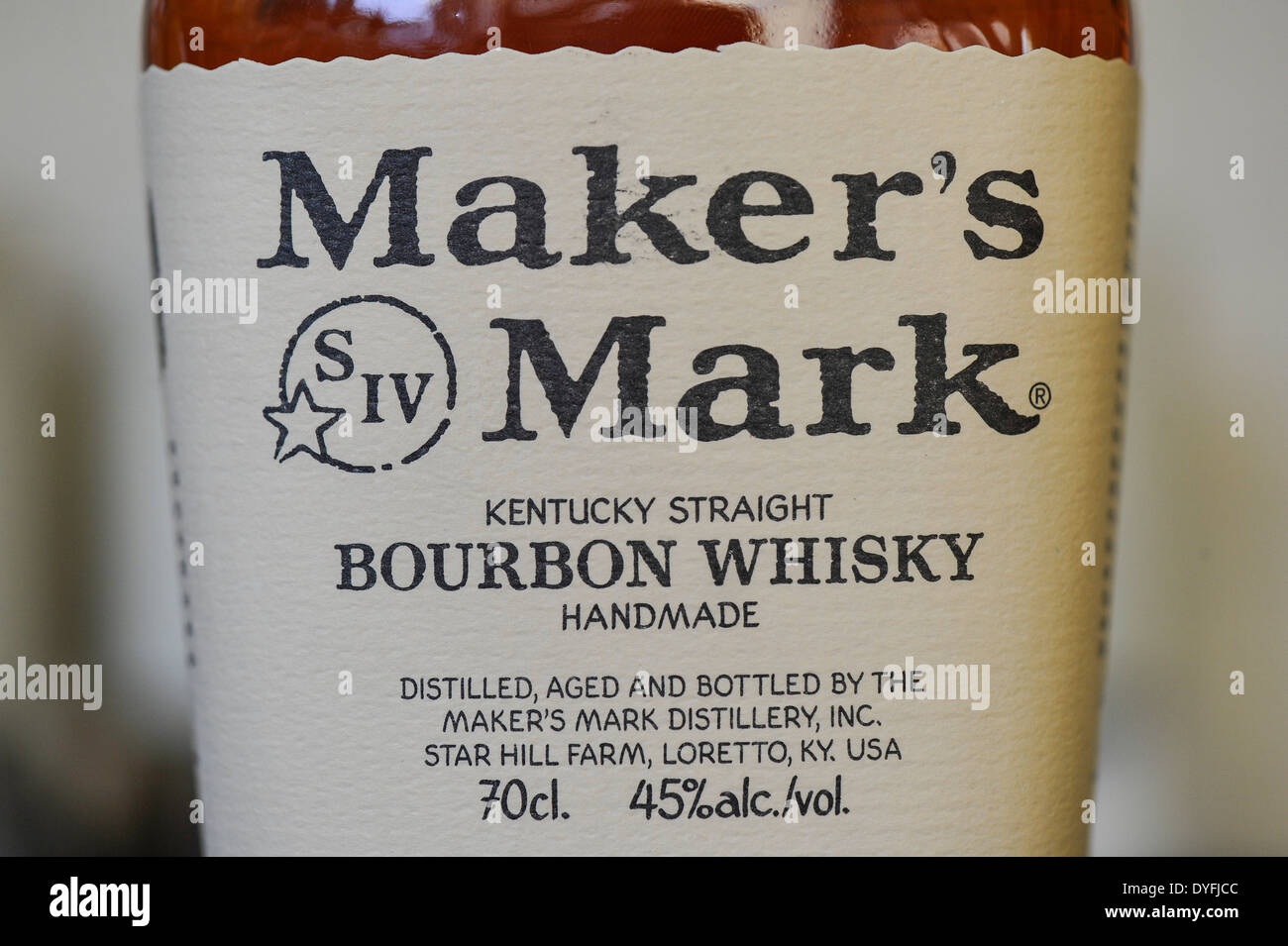 Makers Mark Kentucky Straight Bourbon whisky Stock Photo