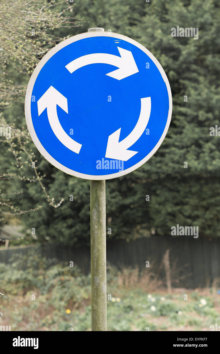 Circular blue white traffic sign hires stock photography and images