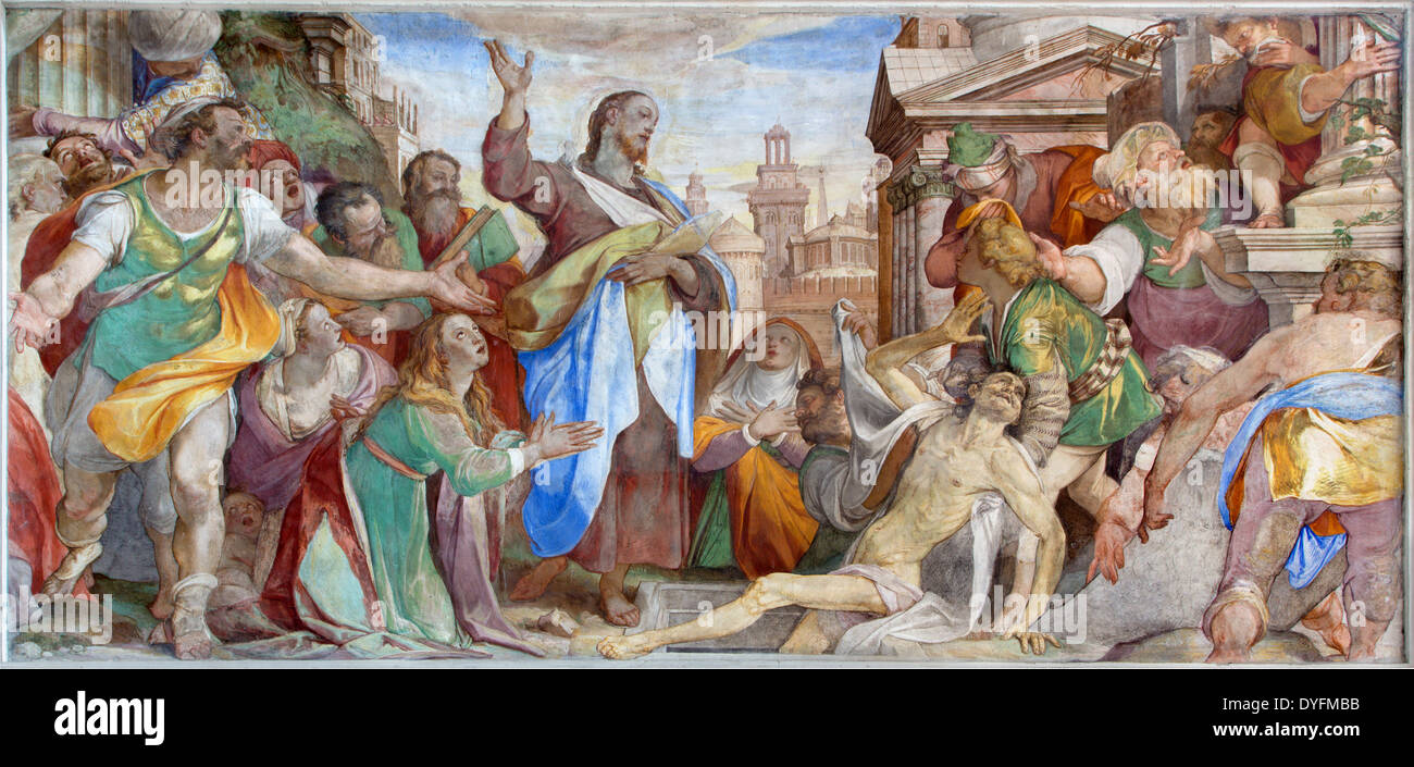 Venice - The Resurrection of Lazarus by Battista Franco (nickname IL Semolei 1489 - 1561) Stock Photo