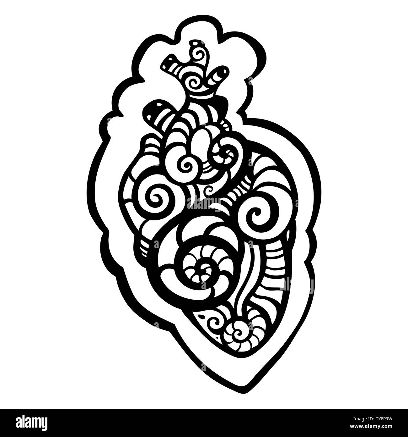 Decorative heart. Tribal pattern. Ethnic tattoo. Vector illustration ...
