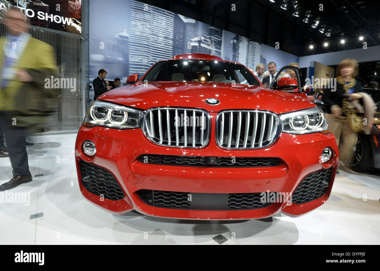 New York, USA. 16th Apr, 2014. A BMW Concept X4 car is displayed during the press day of the 2014 New York International Auto Show in New York, the United States, April 16, 2014. The latest addition to the X family, the BMW Concept X4, was launched at the 2014 New York International Auto Show, which will be open to public April 18-27. Credit:  Wang Lei/Xinhua/Alamy Live News Stock Photo