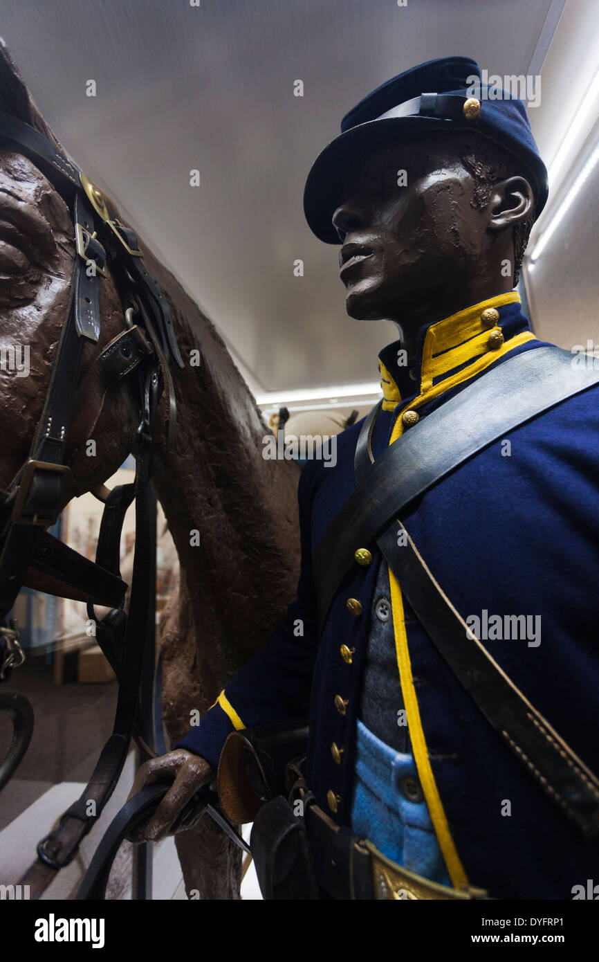 USA, Kansas, Larned, Fort Larned National Historic Site, mid-19th century military outpost, exhibit on Buffalo Soldiers Stock Photo