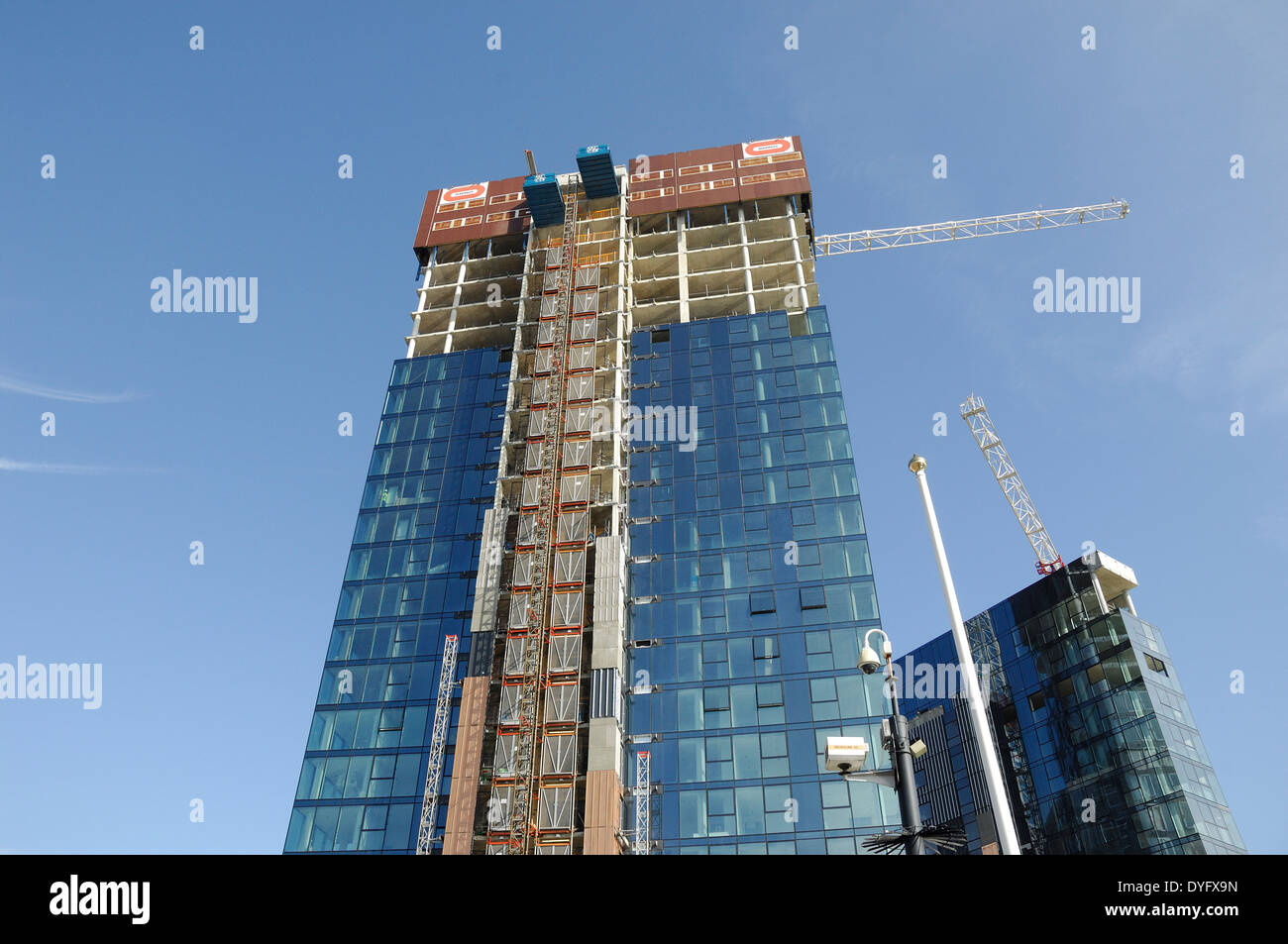 Construction of tall buildings at Ocean Village Harbor, Southampton ...