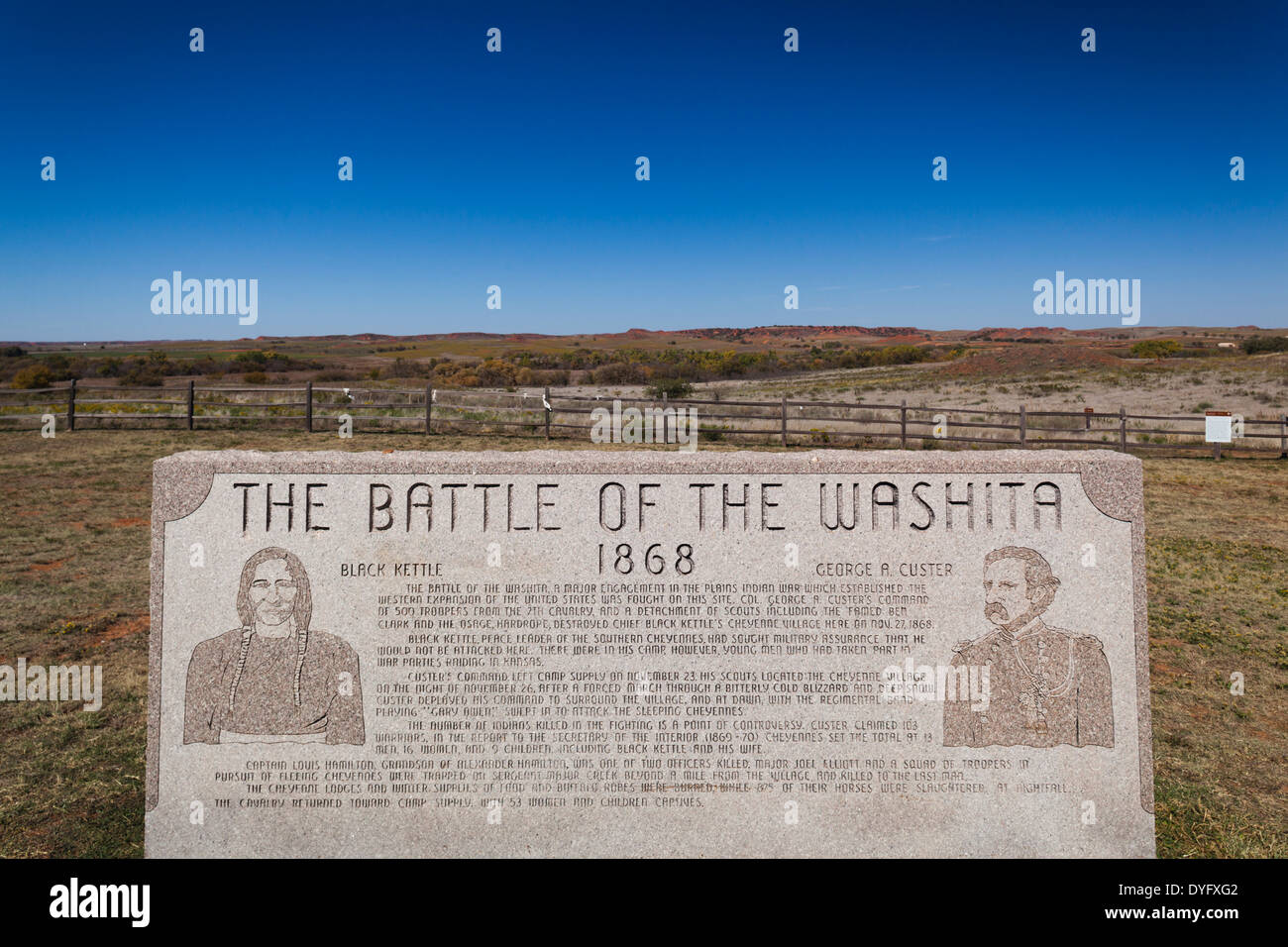 USA, Oklahoma, Black Kettle National Grasslands, Cheyenne, Washita Battlefield, site of battle during the US Indian wars Stock Photo
