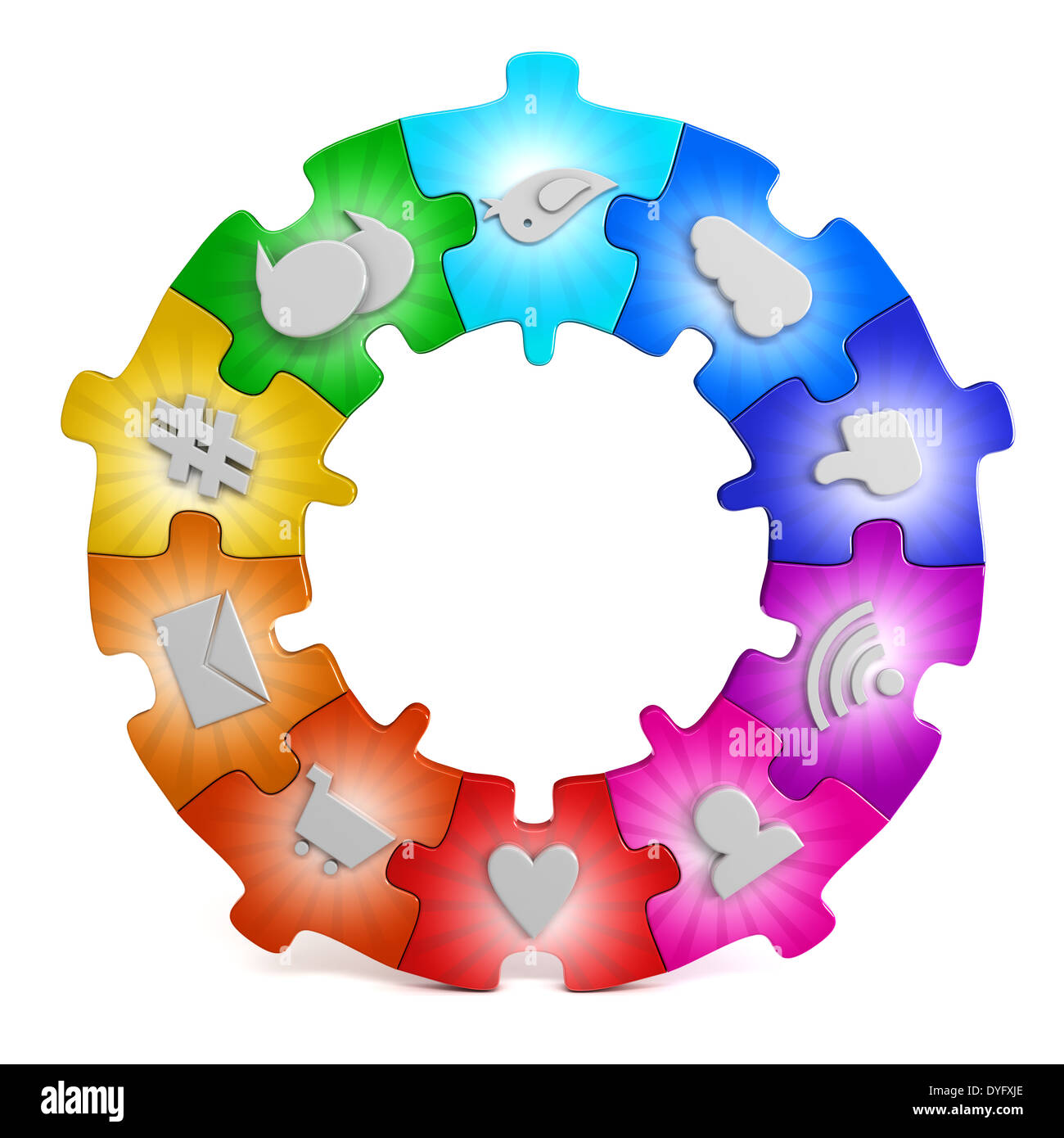 Social media network puzzle Stock Photo