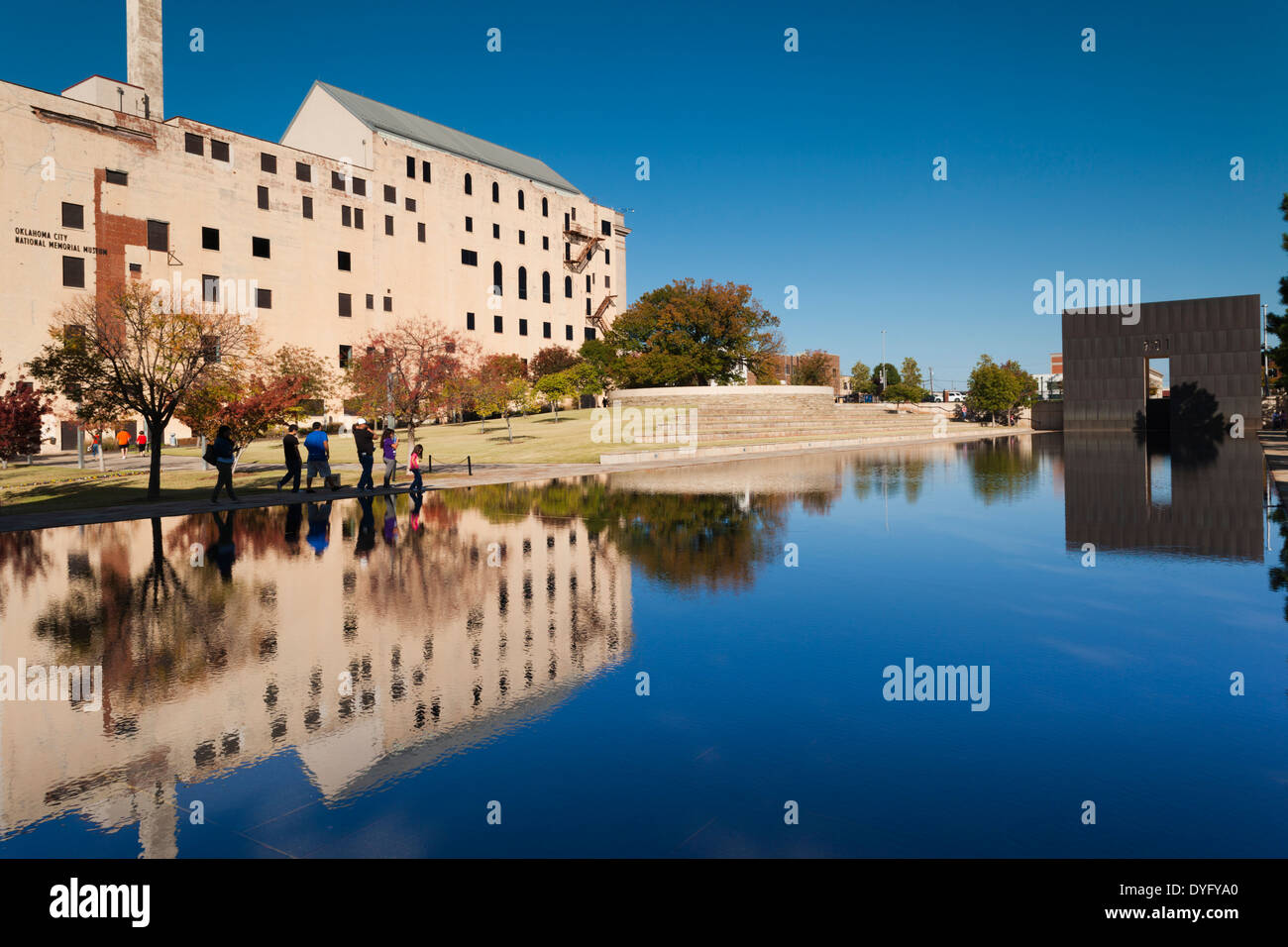 USA, Oklahoma, Oklahoma City, Oklahoma City National Memorial, museum building and East Entrance Stock Photo