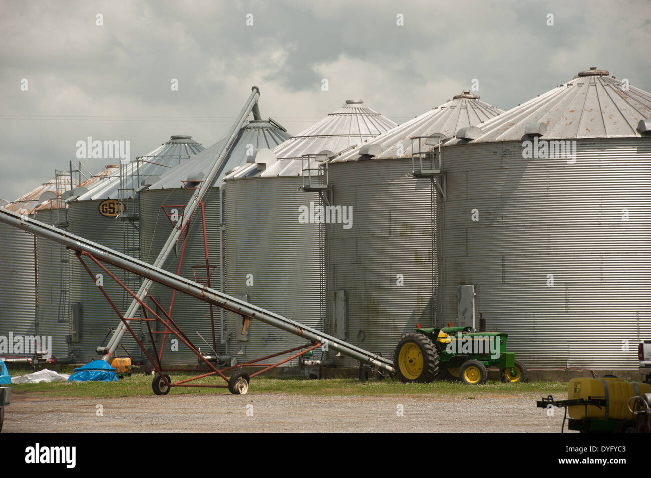 Putting grain into grain bins Princess Anne, MD Stock Photo