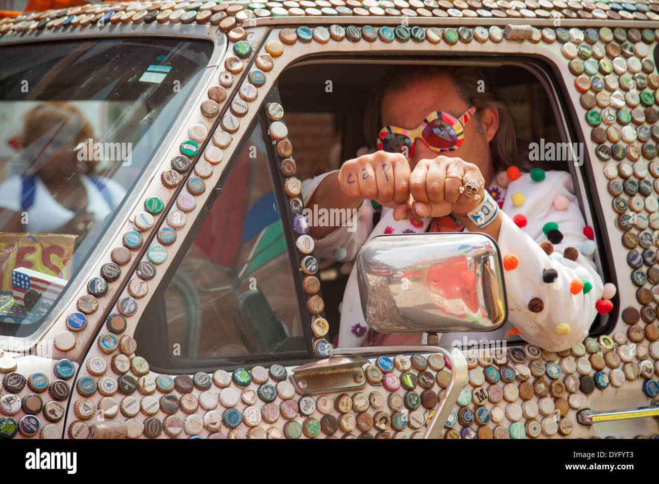 Bottle Cap Art Car Artscape 2013 Stock Photo Alamy