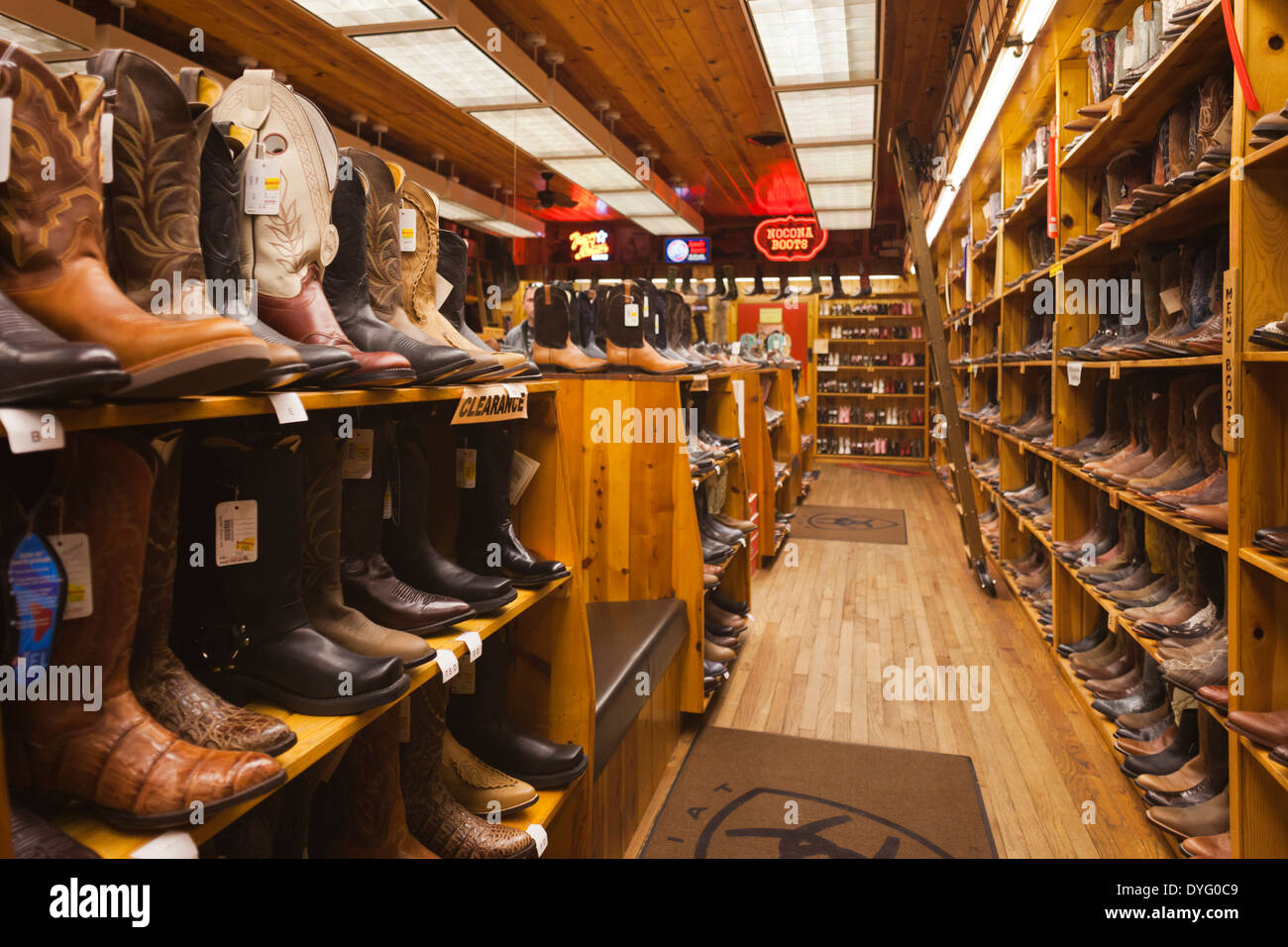USA, South Dakota, Wall, Wall Drug Store, cowboy boots Stock Photo
