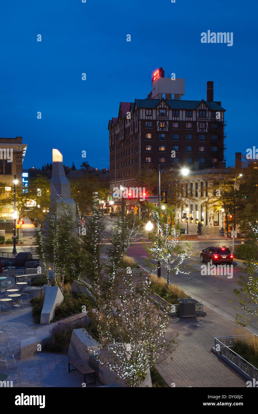 USA, South Dakota, Rapid City, Main Street Square, evening Stock Photo