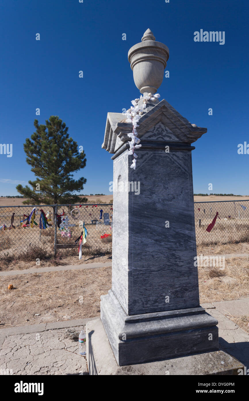 South Dakota, Wounded Knee Massacre National Historic Site, cemetery of over 250 Native Americans massacred on December 29, 1892 Stock Photo