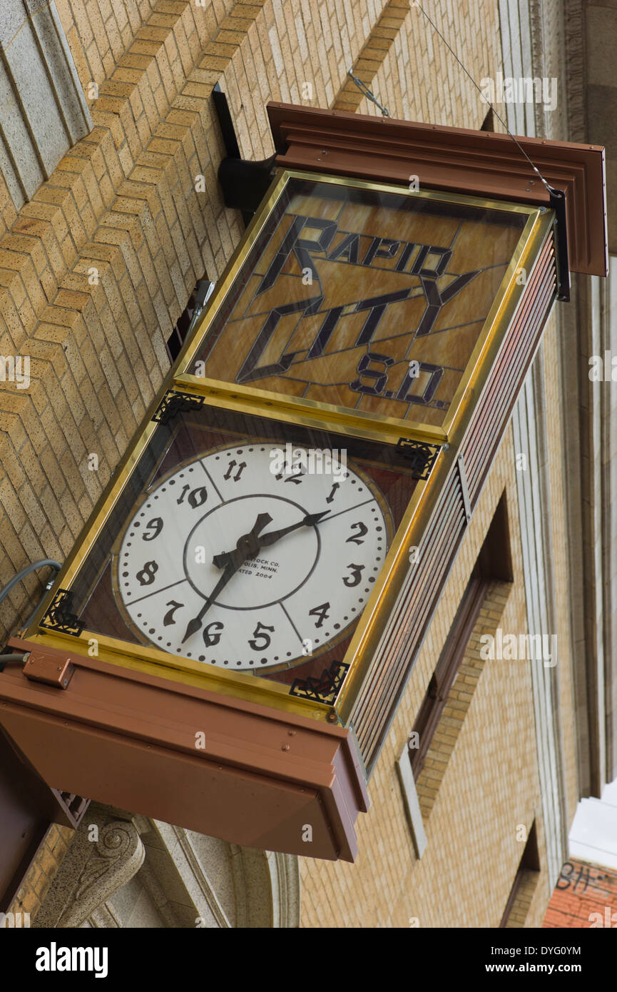 USA, South Dakota, Rapid City, outdoor clock Stock Photo