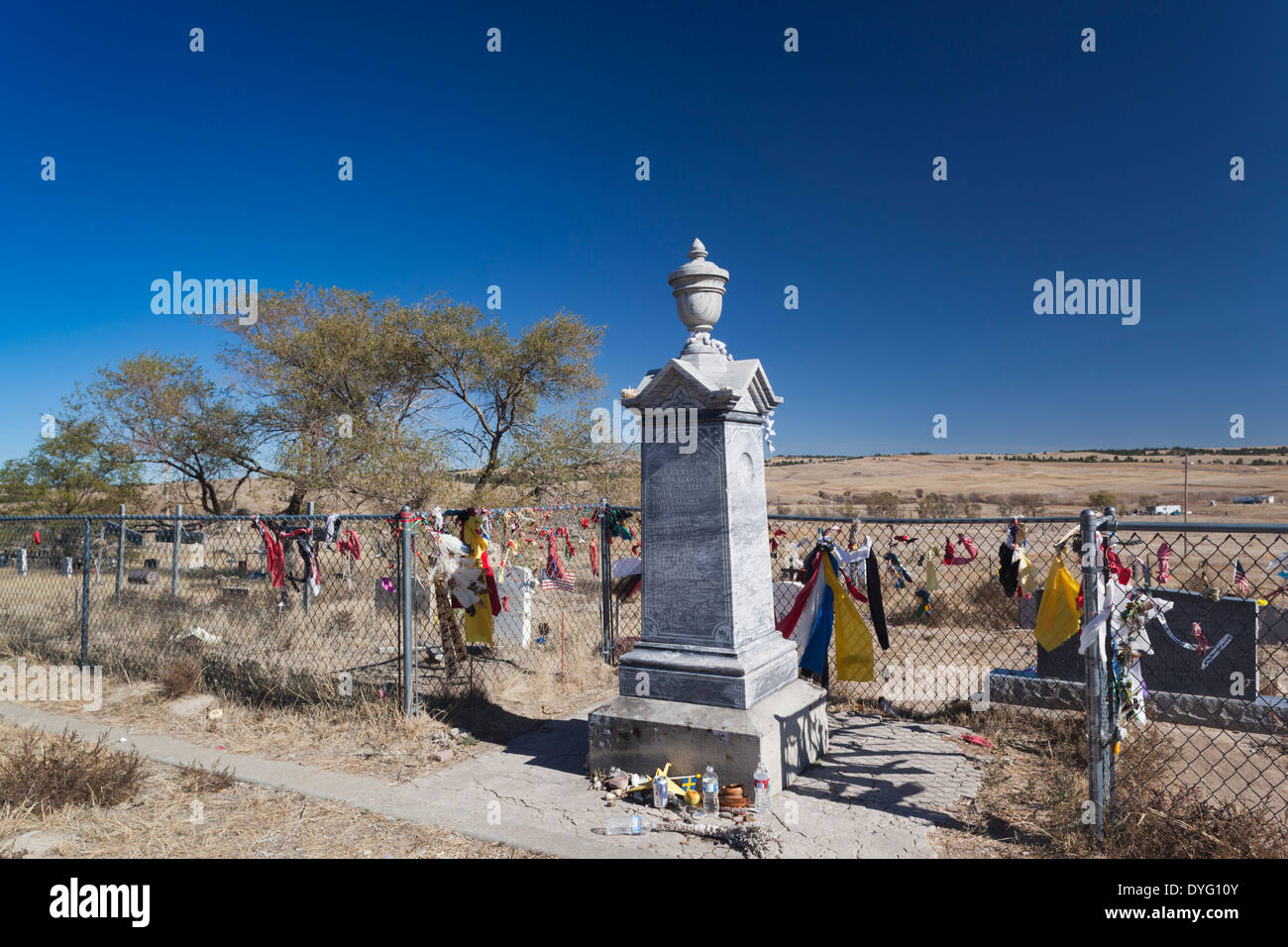 South Dakota, Wounded Knee Massacre National Historic Site, cemetery of over 250 Native Americans massacred on December 29, 1893 Stock Photo