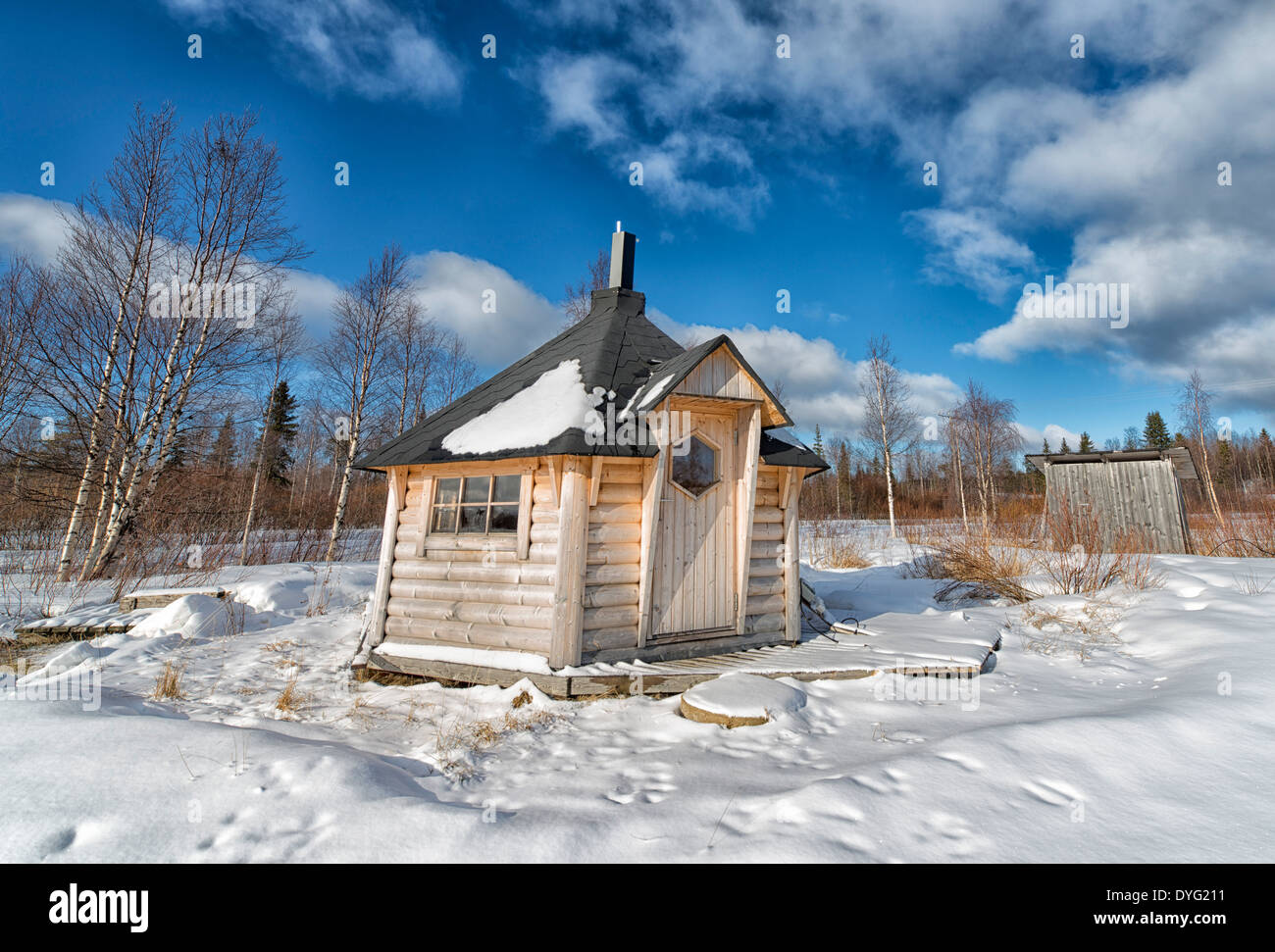 Image of Outdoor Sauna in Lapland, Finland Stock Photo Alamy