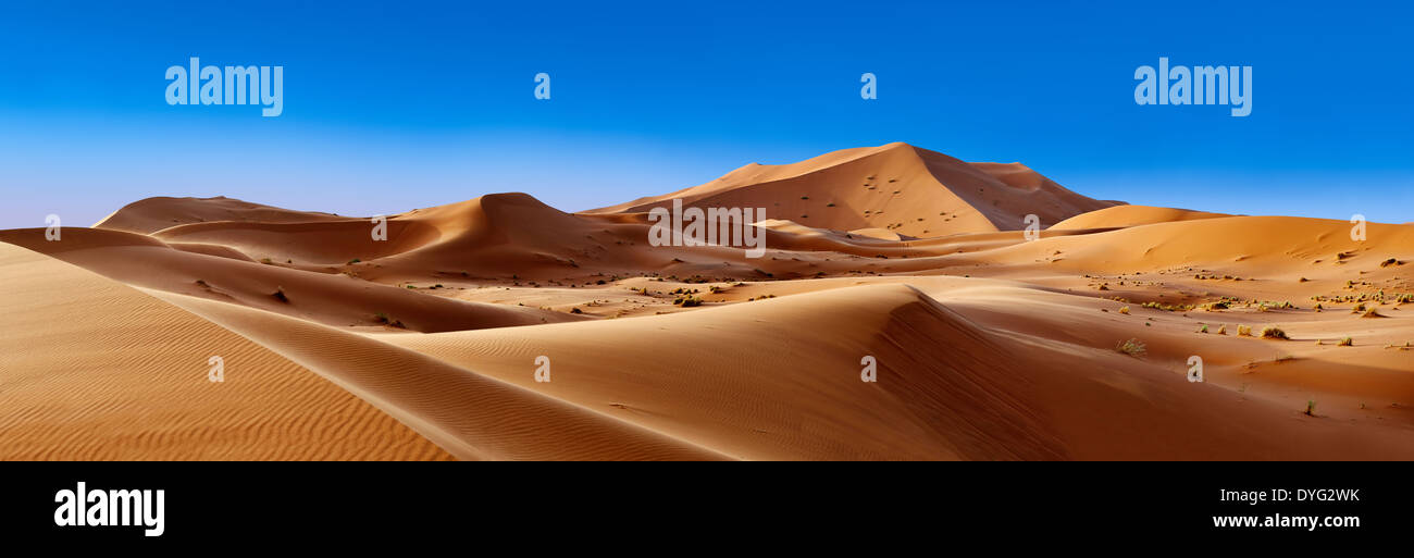 Sahara sand dunes of erg Chebbi, Morocco, Africa Stock Photo