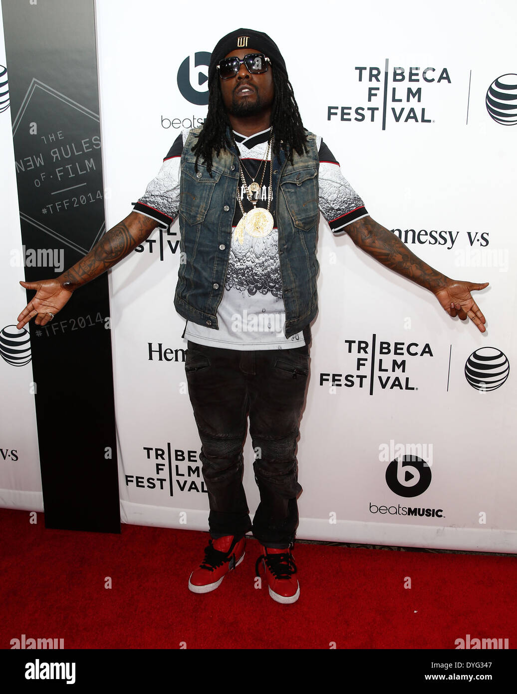 Rapper Wale attends the world premiere of 'Time Is Illmatic' at the 2014 TriBeCa Film Festival Opening Night. Stock Photo