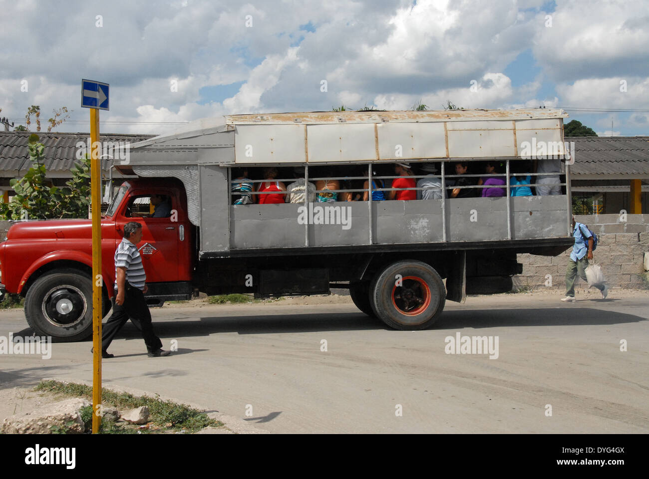 A typical bus service for the local people in the city of Holguin, Eastern Cuba Stock Photo